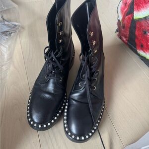 Stuart Weitzman Reverie Black Pearl Studded Women's Boots